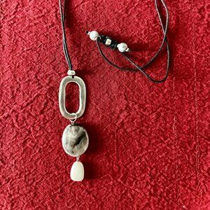 J. Jill Glass Bead and Metal Pendant